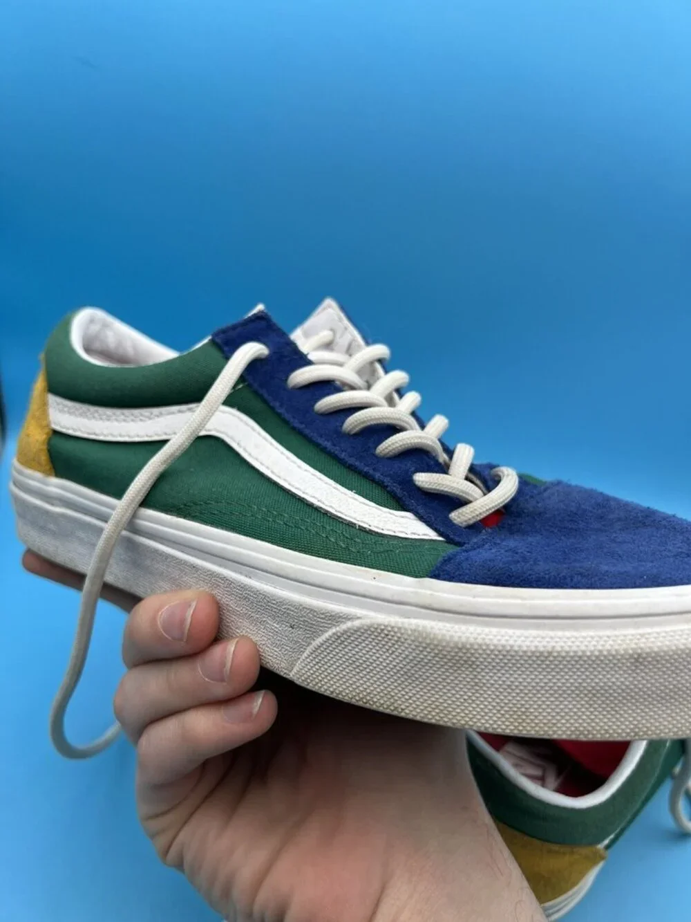 Vans Off The Wall Lace Up Shoes Men Size 6 Skateboard Red Blue Green Multi